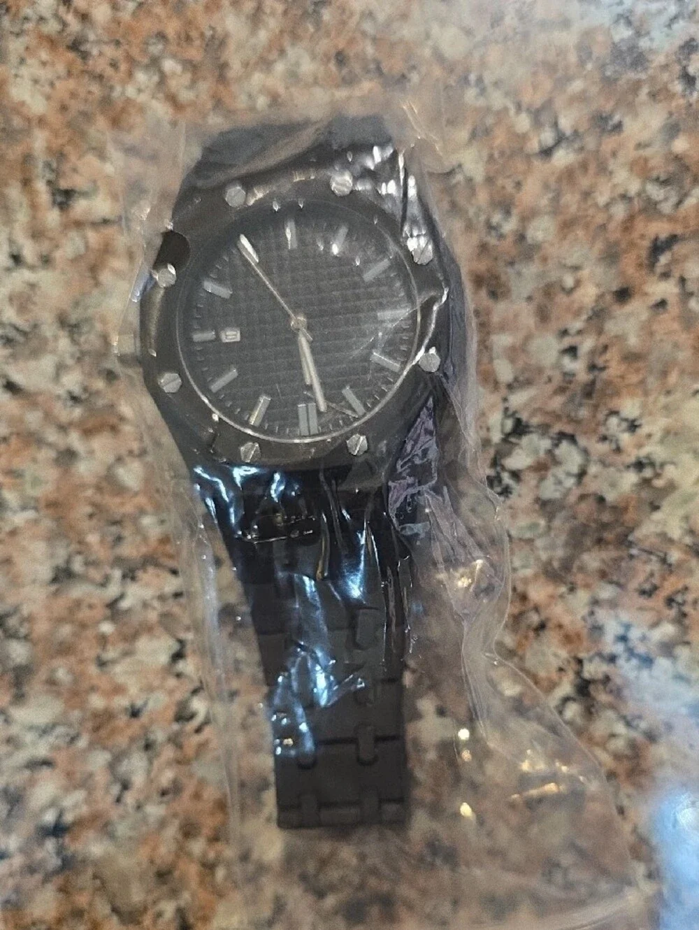 Men's Black Stainless Steel Bracelet Watch - Black